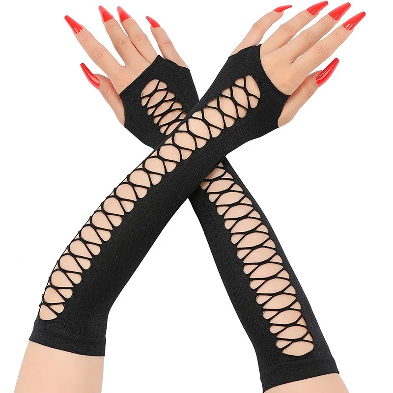 Fingerless Glove Knit - Women's Long Lace Gloves, Fingerless Mesh