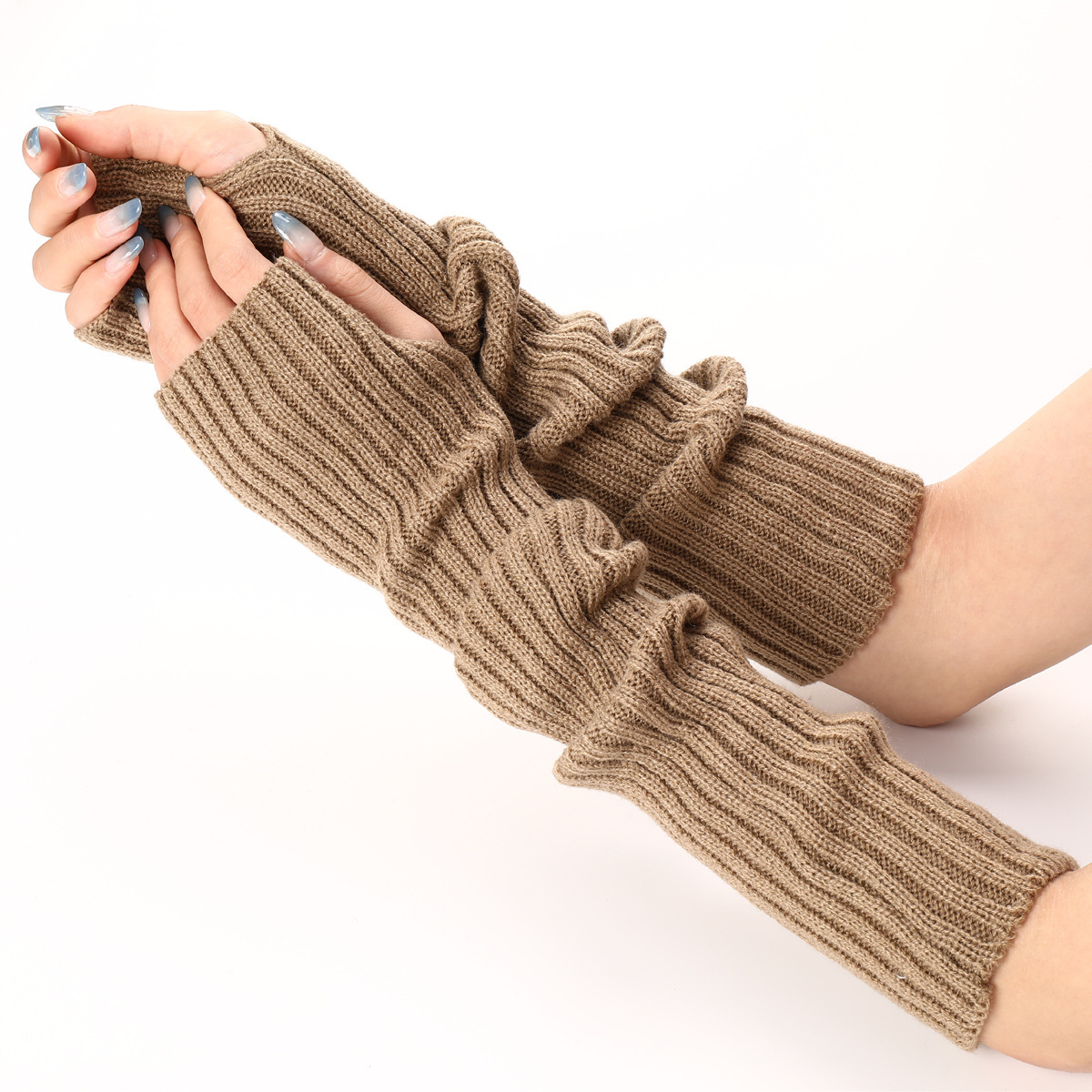 Women Long Ribbed Knit Fingerl - Fingerless Glove Knit recension och pris