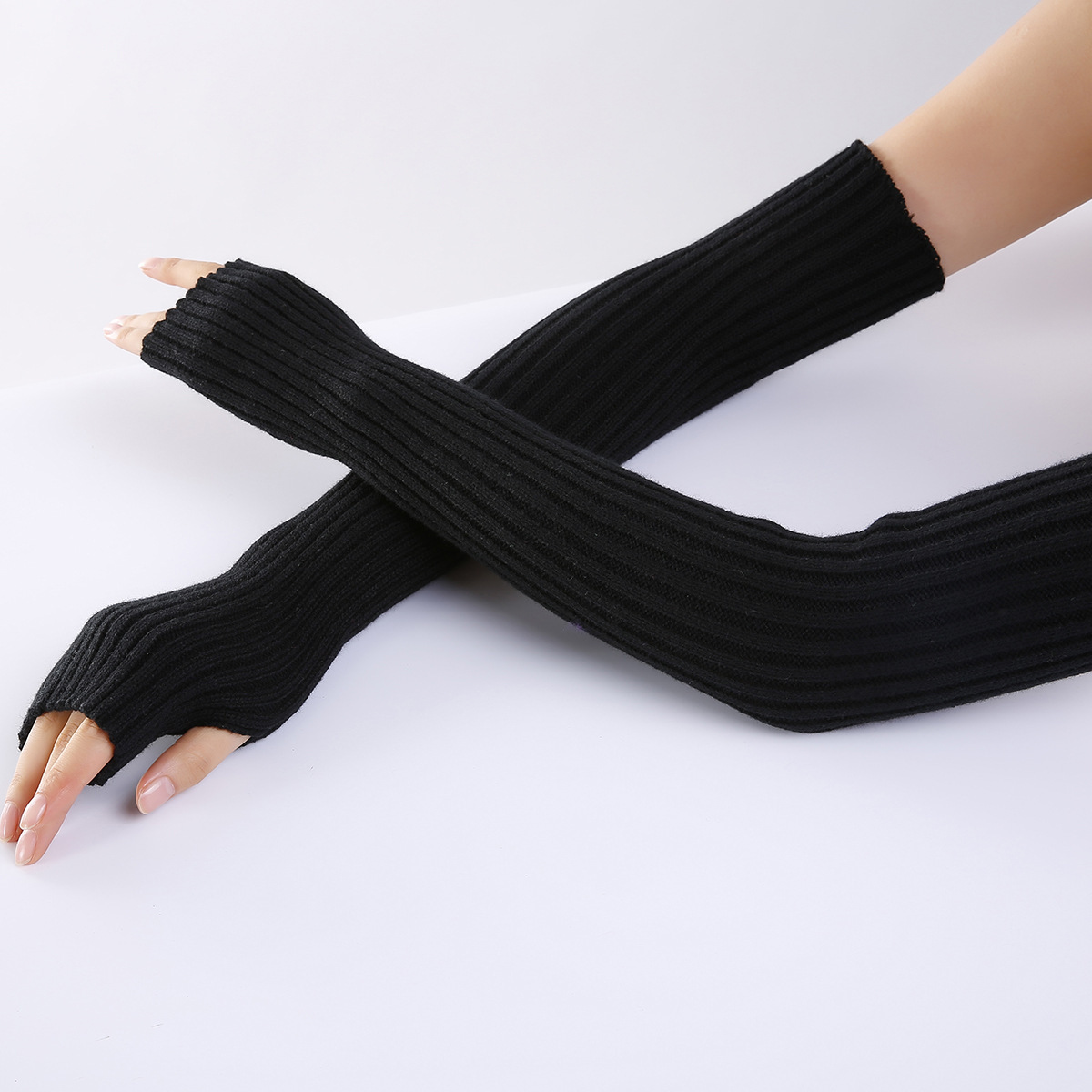 Women Long Ribbed Knit Fingerl - Fingerless Glove Knit recension och pris